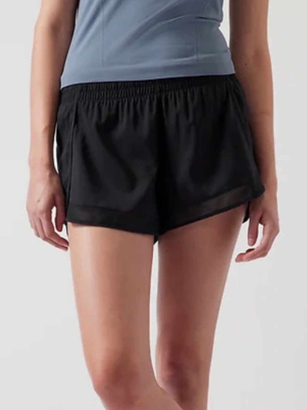Athleta Black Mesh Racer Run 4” Short size medium